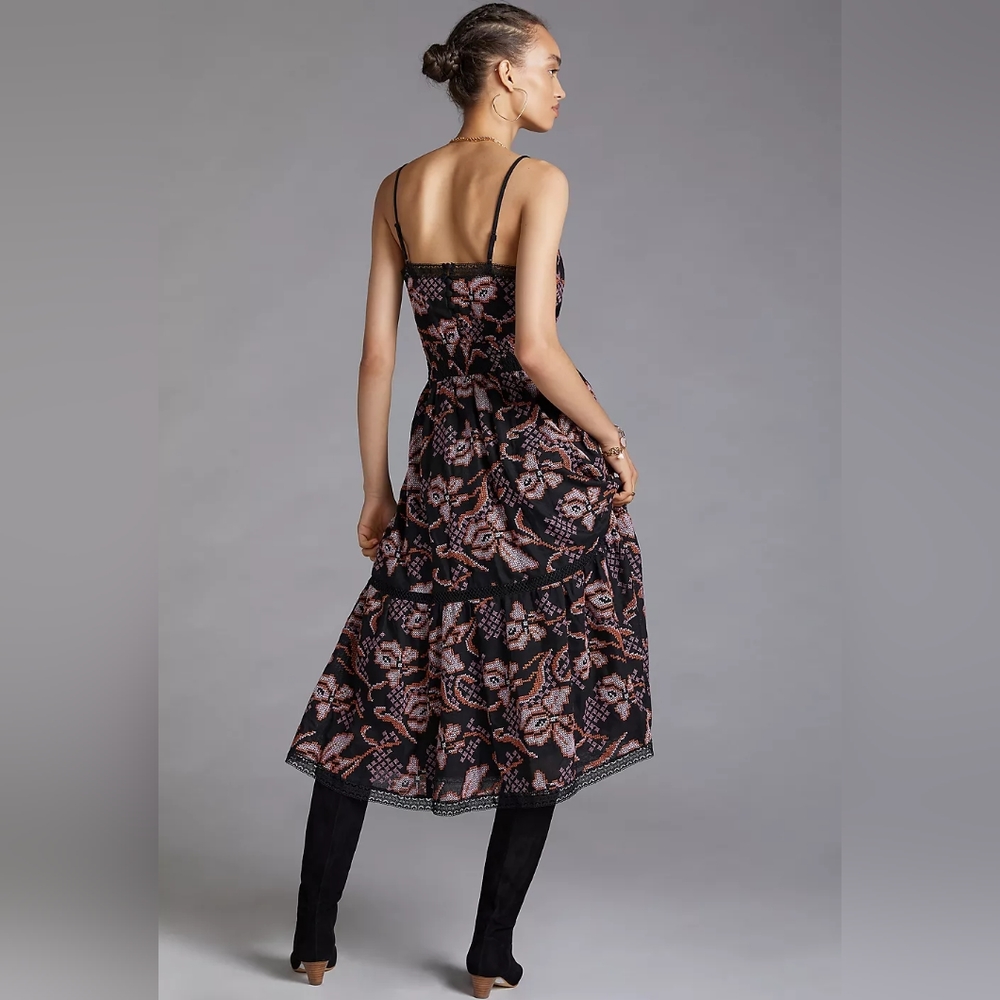 Anthropologie embroidered black motif dress - Picture 5 of 17